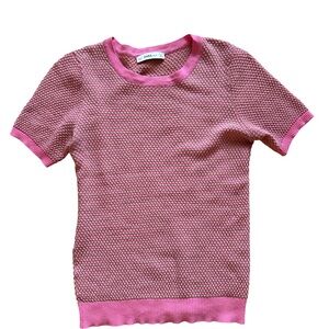 Zara Textured Short Sleeve Tee in Pink